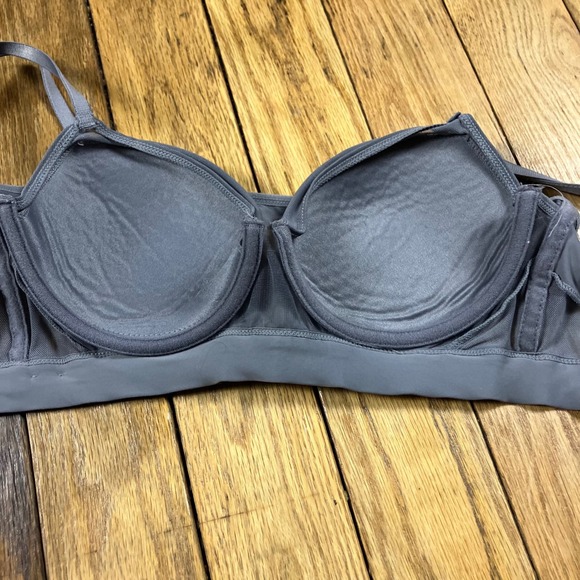 Steve Madden Womens Slate Grey Mesh Trim Bralette Bra 36C Adjustable Straps - Picture 6 of 6